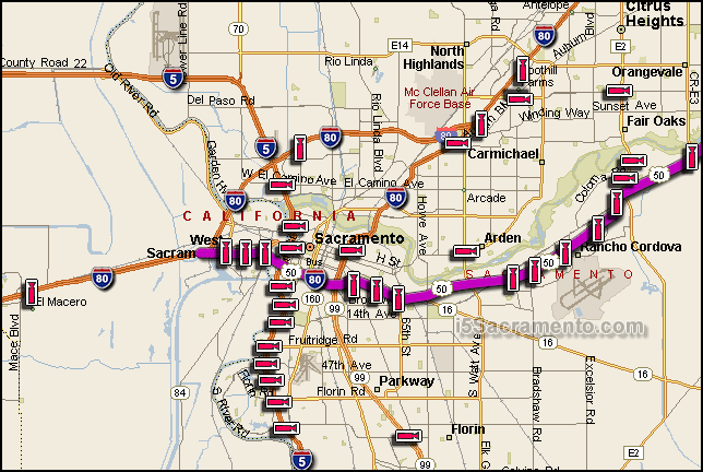 Highway 50 Sacramento Traffic Cam Map