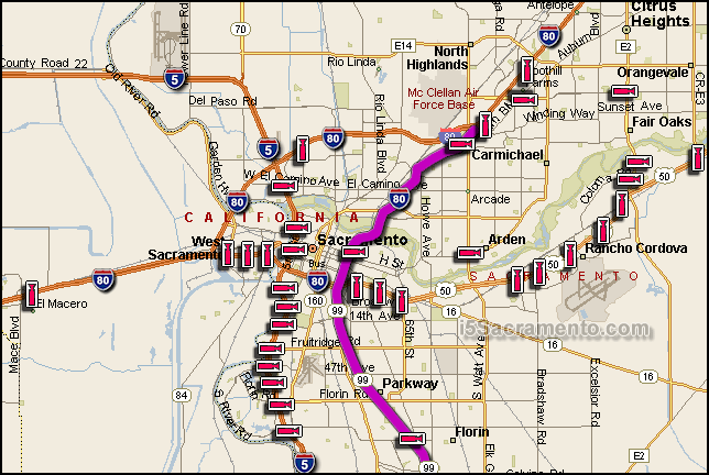 Capital City Freeway / Highway 99 Traffic Cam Map